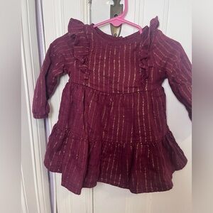 Super cute maroon and gold Cat & Jack 6-9 month baby girls dress!